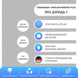 Стеклообои Vitrulan Phantasy Plus 901 Дождь I, 1*25 м