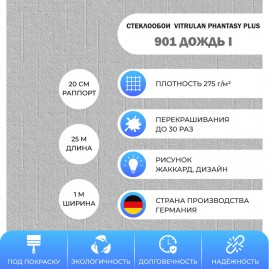 Стеклообои Vitrulan Phantasy Plus 901 Дождь I, 1*25 м