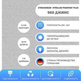 Стеклообои Vitrulan Phantasy Plus 960 Джинс 1*25 м